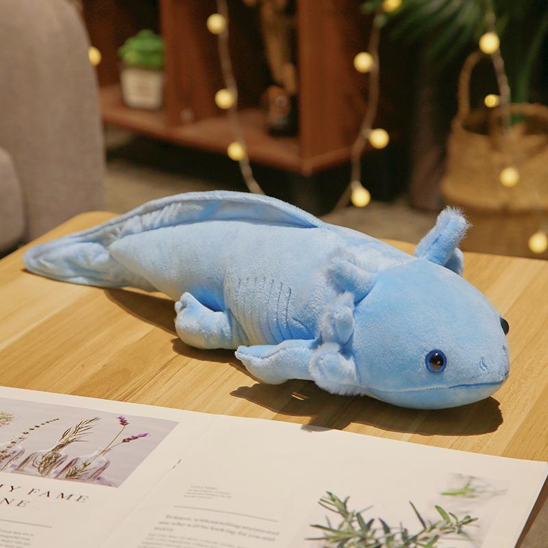 45cm Bunter Molch Plüschtier Gefüllt Niedlicher Axolotl Salamander Flauschiger Plüschfisch Beschwichtigendes Langes Kissen Kissen Kindergeschenk 45cm blau