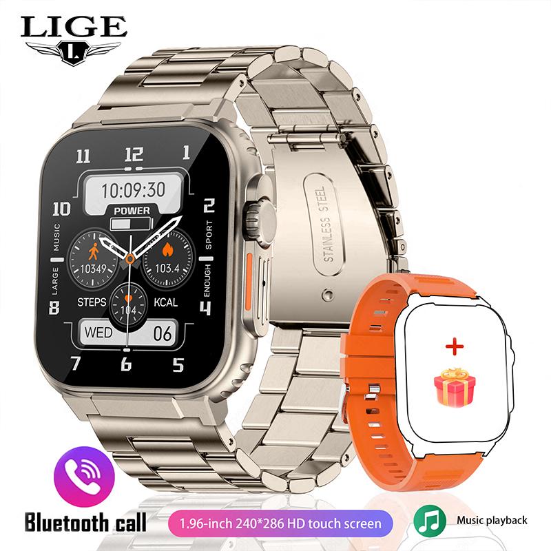 AMOLED HD Bildschirm Bluetooth Anruf Frauen Smart Uhr Männer 600Mah Große Batterie 100+ Sport Fitness Tracker Wasserdichte Smartwatch mann steel belt gold