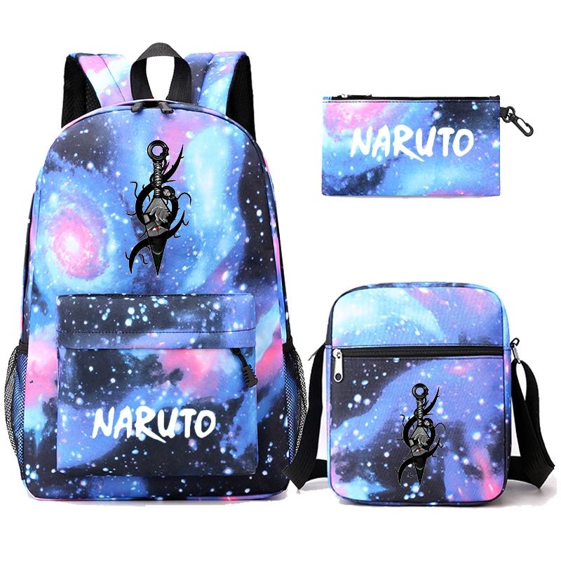 3 Teile/satz Anime Naruto Rucksack mit Umhängetasche Federmäppchen für Jungen Mädchen Büchertasche Rucksack Männer Frauen Freizeit Reisetasche Rucksack