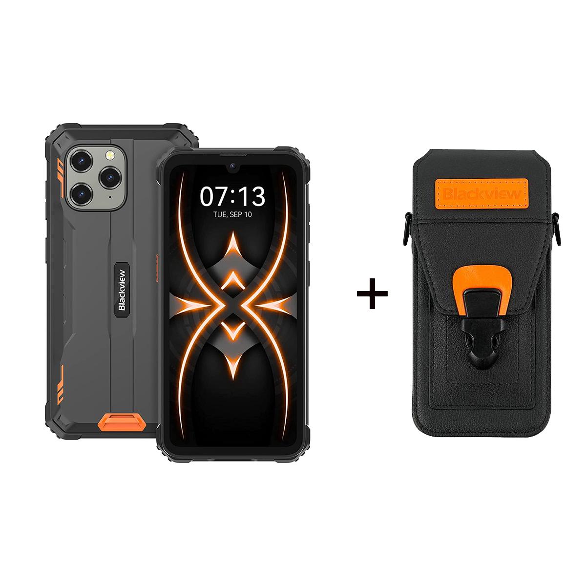 Generalüberholtes Blackview BV5300 Pro Rugged Smartphone 6580mAh Akku, Drei Karten, 6,1-Zoll HD+ Display, MIL-STD-810H Robustheit with case orange