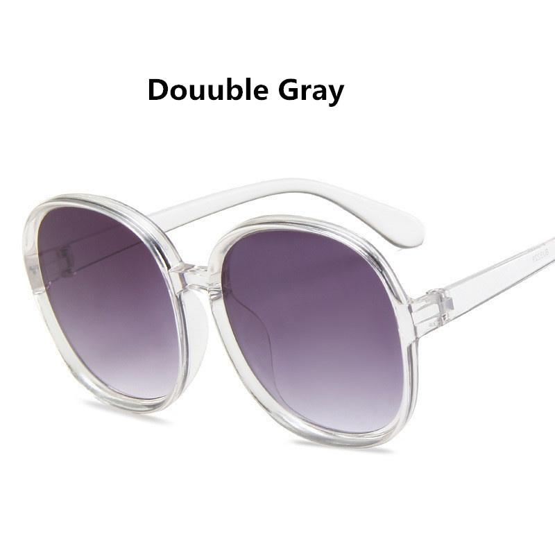 Runde Sonnenbrille Frauen Übergroße Marke design Damen Mode Männer Kunststoff Outdoor Gradienten Sonnenbrille UV400 Gafas De Sol klar, grau
