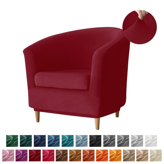 Split Velvet Club Tub Armchairs Stuhlhussen Stretch Solid Color Sofa Schonbezug Sofa Couchbezug für Bartheke mit Sitzbezug rot