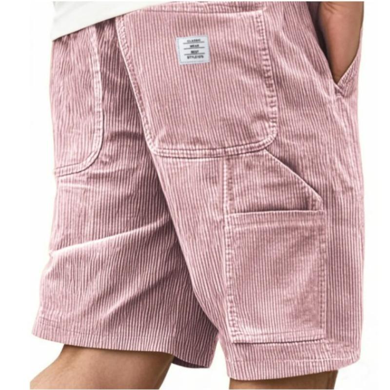 Herrenmode Mehrere Taschen Besticktes Etikett Werkzeug Retro Cordhose 4XL rosa
