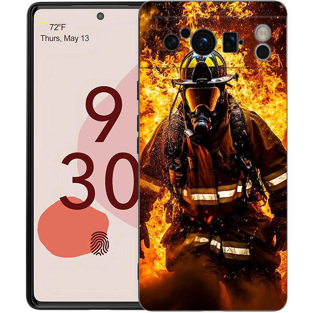 Feuerwehrmann Feuerwehrmann Handyhülle Für Google Pixel 9 8 7 6 Pro XL 8A 6A 7A 5G Weiches Stoßfestes TPU Schwarzes Cover Fundas Google Pixel 8