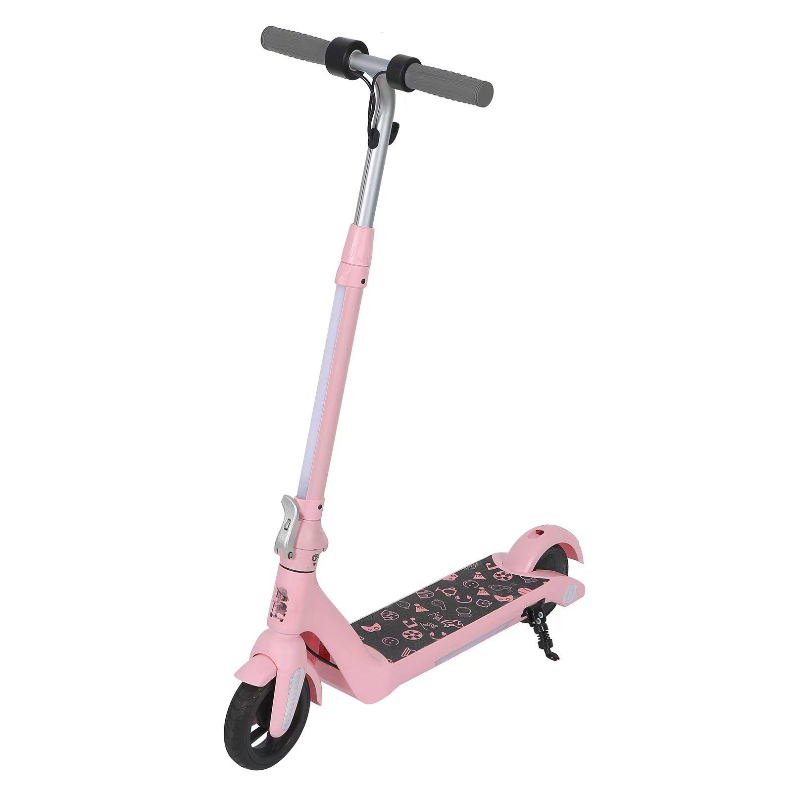 AVDL F601 Elektrischer Kinderroller, Leichtes faltbares Design mit LED-Anzeige rosa
