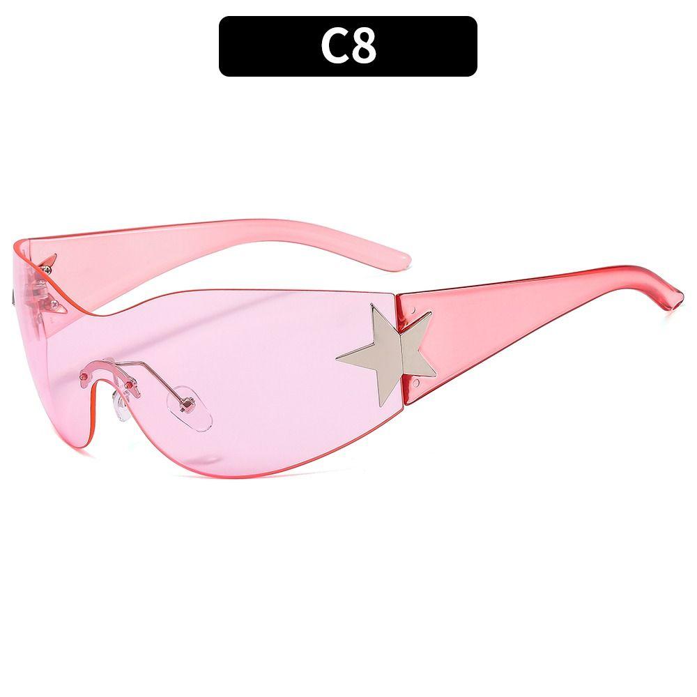 Trendige Übertriebene Randlose Brillen Punk Y2K Sonnenbrillen für Damen Herren Wrap Around Shades Sport Sonnen Moderne Brillen white
