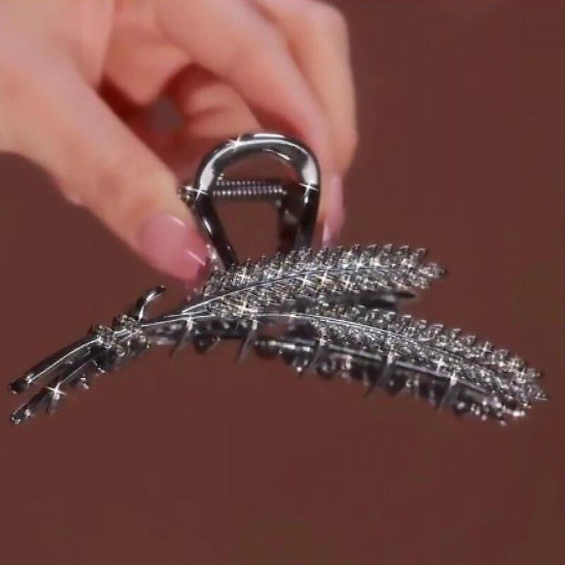 Neue Strass Weizen Spike Haar Clip Zarte Große Metall Shark Clip Pferdeschwanz Zopf Haar Grip Mode Haar Zubehör Weibliche