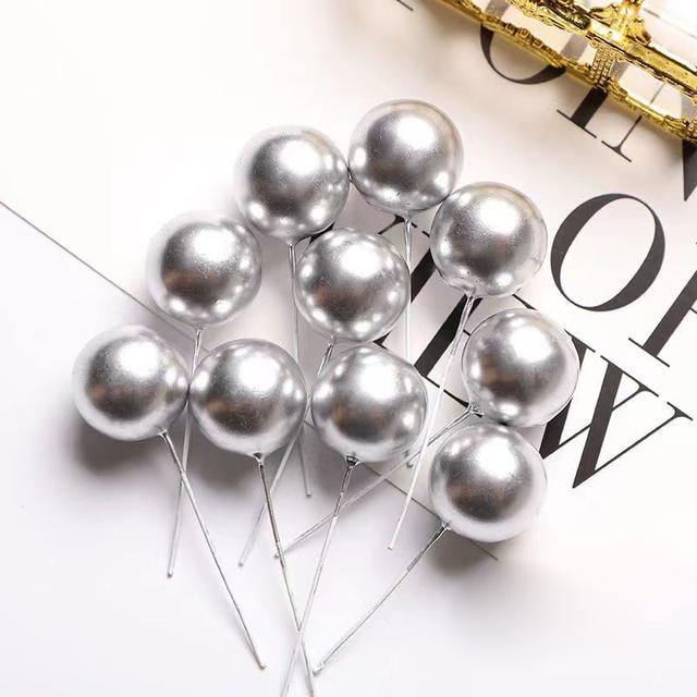 10 Stücke Kuchen Topper Gold Silber Ball Alles Gute Zum Geburtstag Kuchen Topper DIY Cupcake Flagge Hochzeit Dekor Weihnachten Ball Geburtstag dekoration 4cm