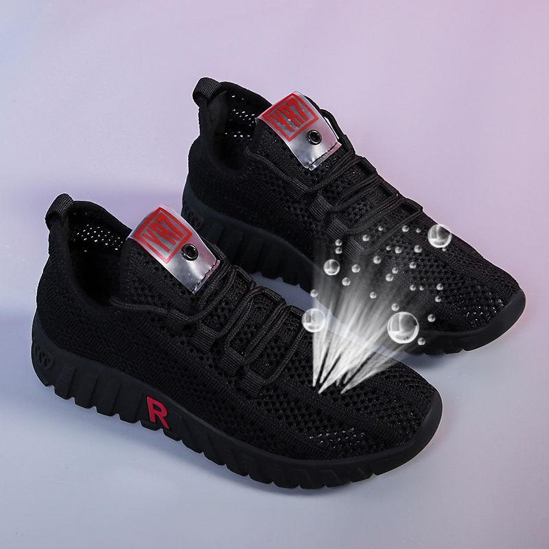 Tuch Schuhe frauen Wanderschuhe Weichen Boden Nicht-slip Mom Turnschuhe Atmungsaktive Netz Schuhe Mode Lässig Einzelne Schuhe 40 schwarz