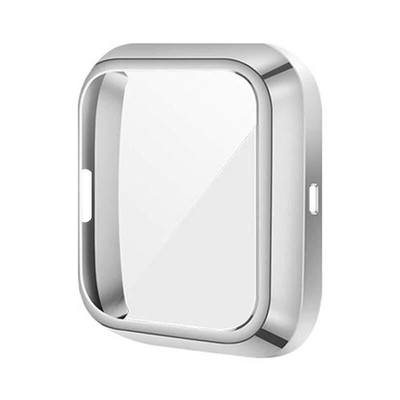 Schutzhülle für Fitbit Versa Lite / Versa 2 / Versa TPU Cover Bumper mit Displayschutzfolie Smart Watch Shell Zubehör Fitbit Versa 2 silber