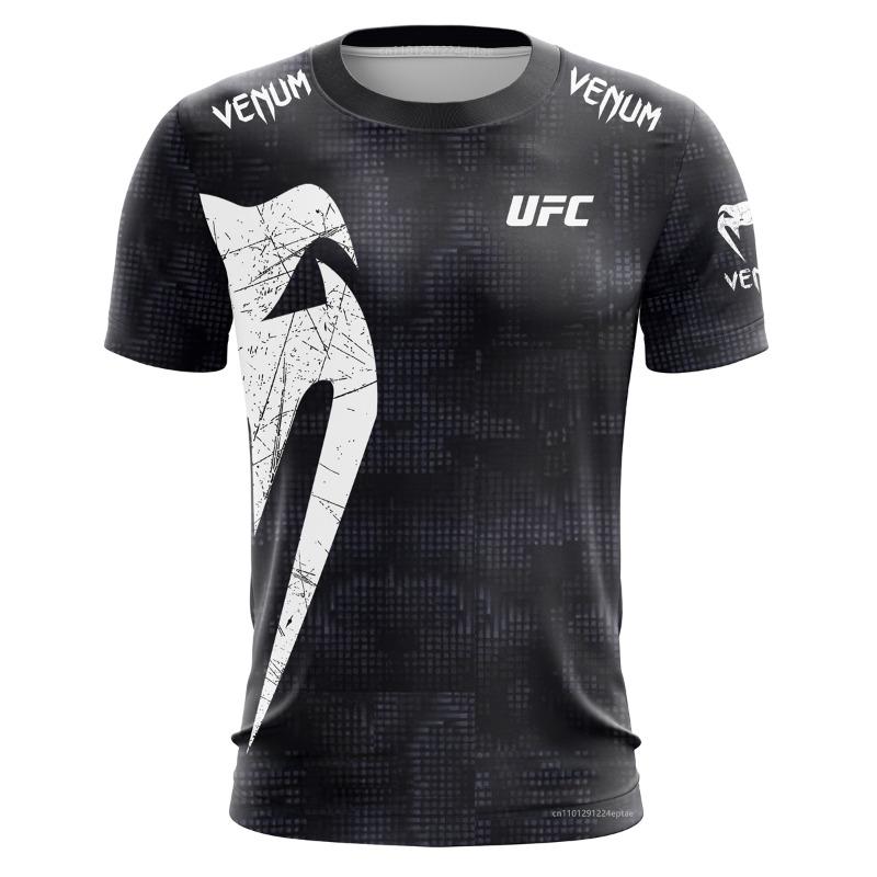 Herren UFC Schwarz Weiß T-Shirt Klassisch Kurzärmelig 3D Druck T-Shirts Sommer Freizeit Rundhals Jersey Boxen Fitness Training T-Shirts 6XL