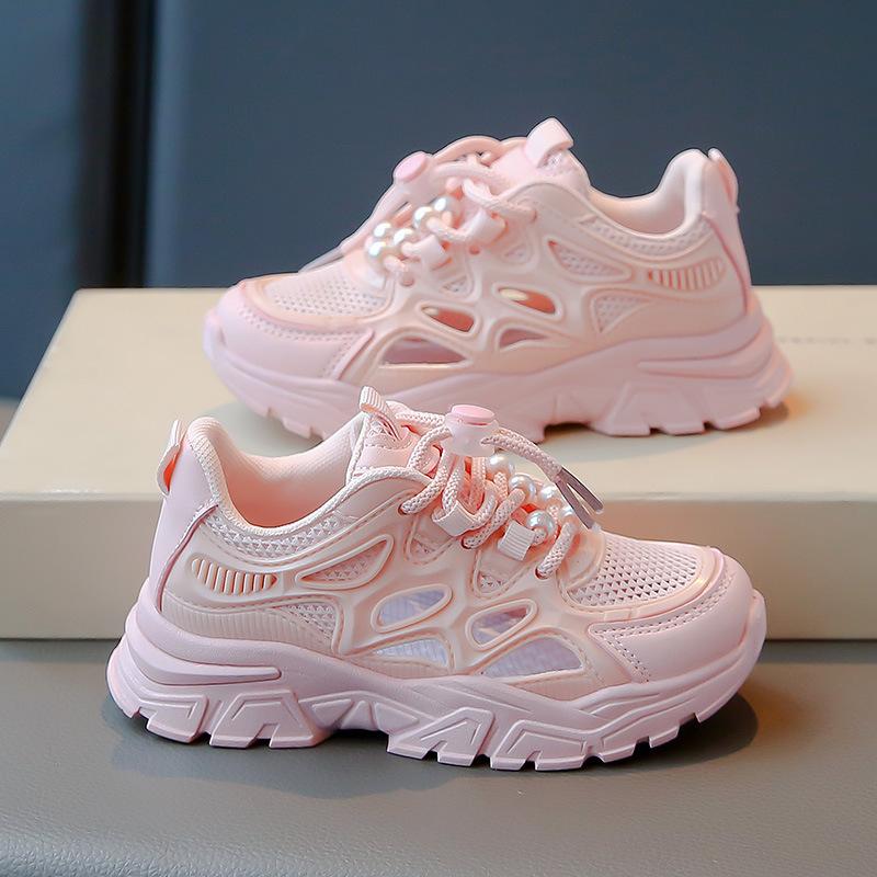 Mädchen Sport Schuhe Frühling und Herbst Atmungsaktive Mesh Mädchen Casual Schuhe Beliebte Weiße Schuhe 34 rosa