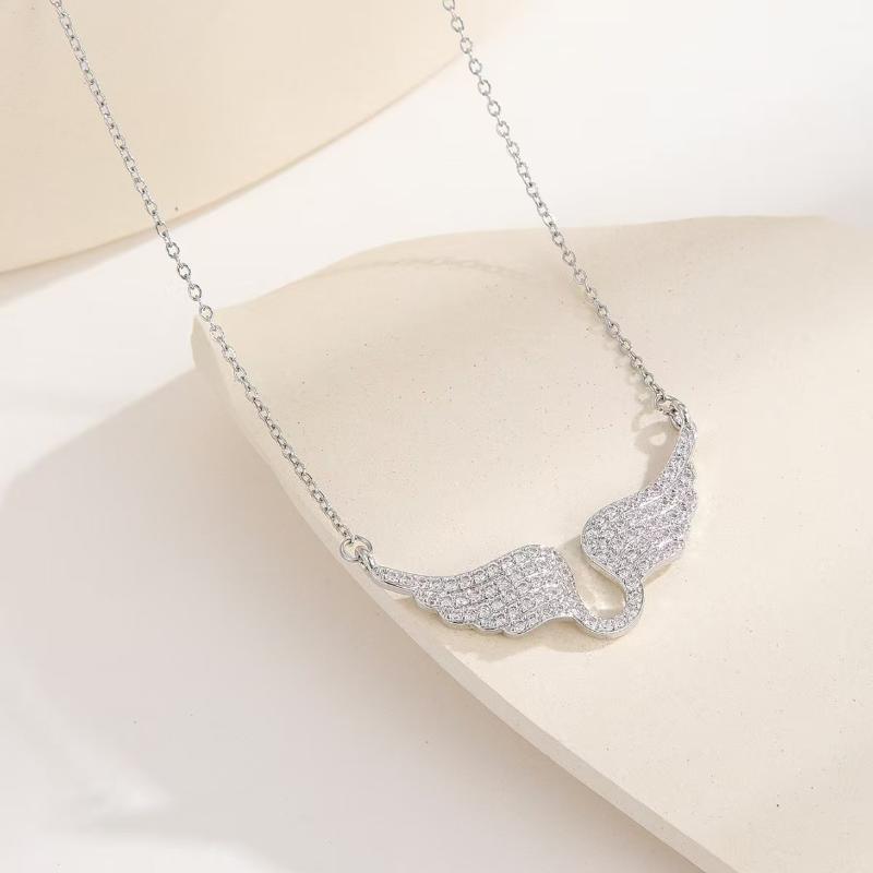 Engelsflügel Anhänger Halskette Y2K Funkelnde Flügel Schlüsselbein Kette Elegantes Schmuck Accessoire Für Frauen Hochzeit Party Choker white