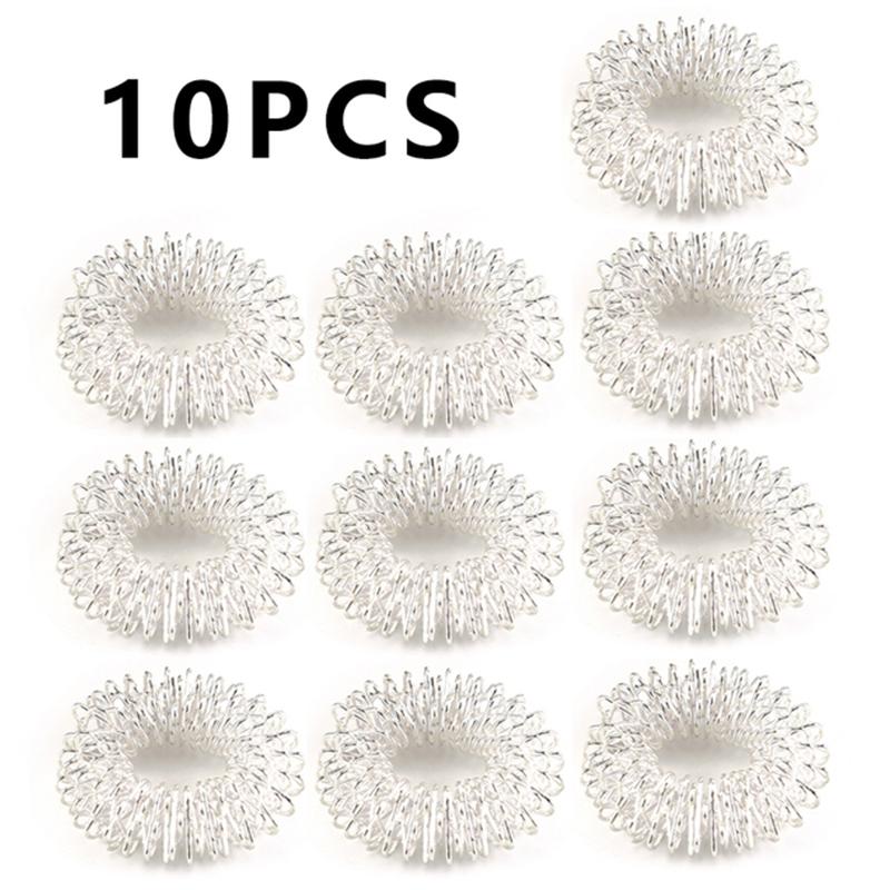 10Pcs Edelstahl Finger Massage Ring Akupunktur Ring Therapie Entspannen Blut weiß