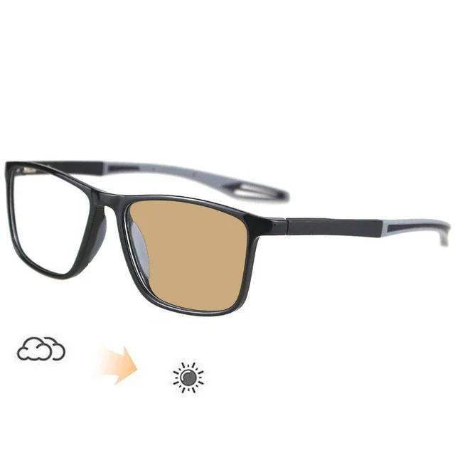 Ultraleichte photochrome Brille für Damen und Herren, Vintage-TR90-Sport-Sonnenbrille mit Farbwechsel, fertige Myopie-Brille von 0 bis -4,0 -1.0