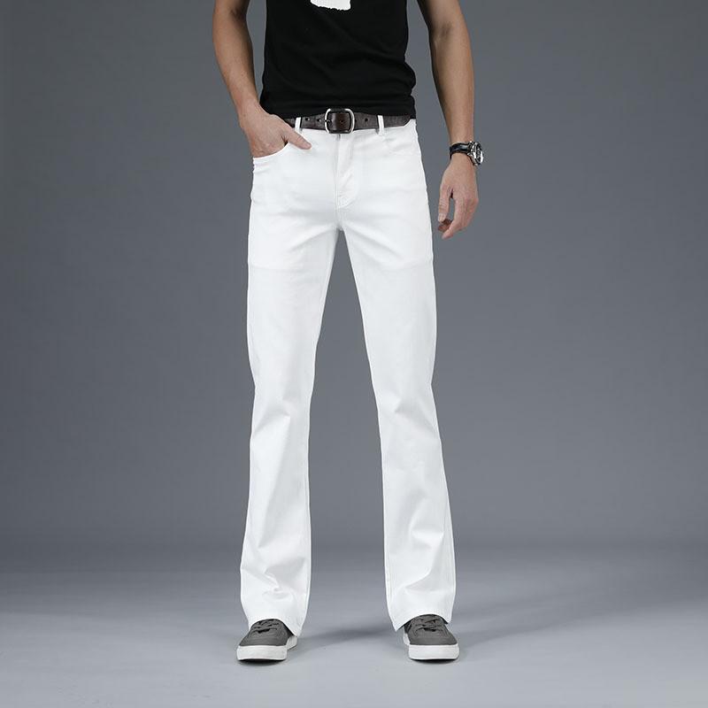 Jeans für Herren Herren Big Flared Jeans Bootcut Bein Schlaghose Passform Männlich Designer Klassische Freizeitjeans 34 weiß