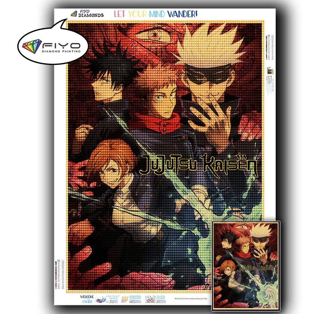 5D DIY Diamant Stickerei Anime Jujutsu Kaisen Bild von Strass Diamant Malerei Papier Vintage Poster Diamant Mosaik Handarbeiten Home Decor Full Square 20X30CM