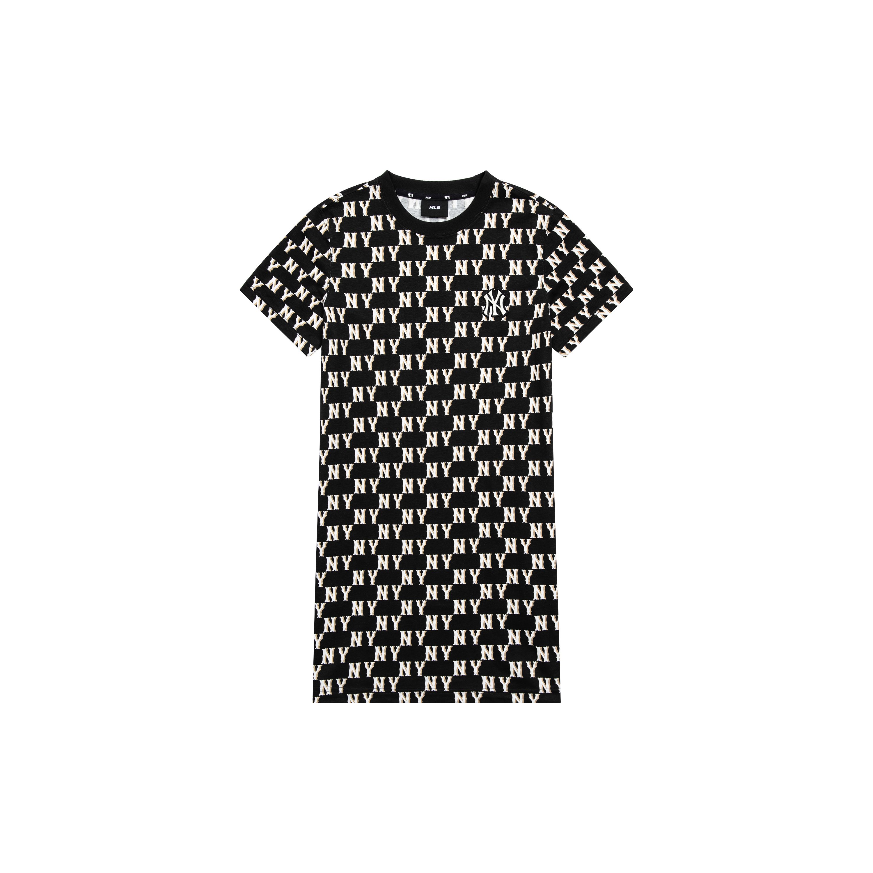 MLB New York Yankees Vintage Blumendruck Lässiges Kurzarmkleid Damenkleider Schwarz 3FOPM0133-50BKS XS black
