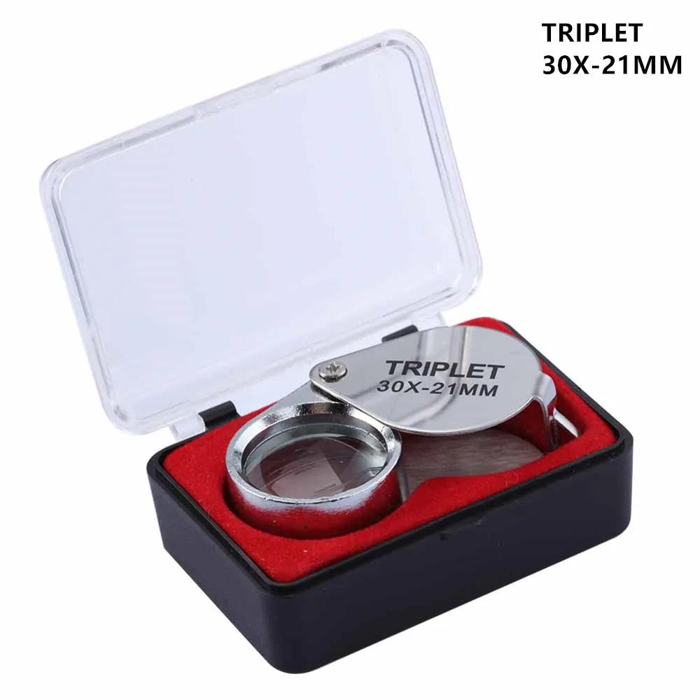 10-30X Taschenlupe Schmucklupe Faltbare Diamantlupe Triplet Juwelier-Brillenglas-Werkzeug Leselupe