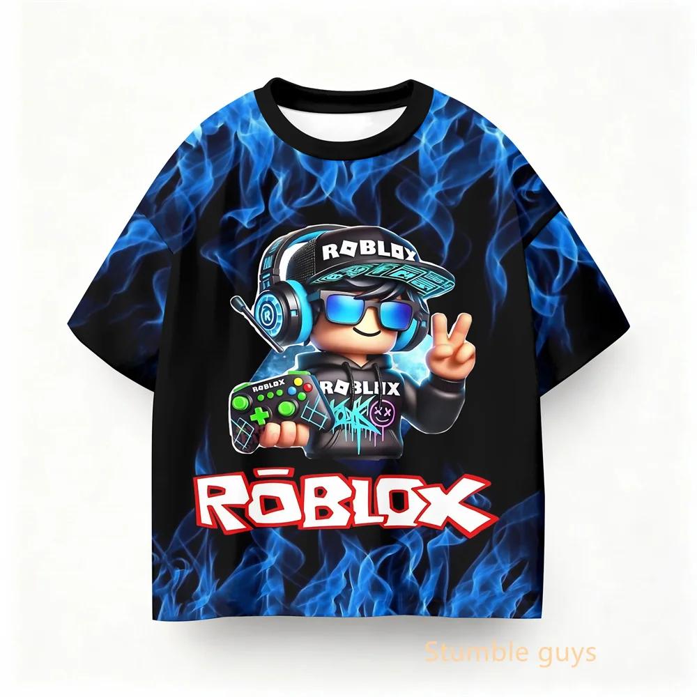 Jungen Kleidung Mädchen Kinder Roblox Sommer Spiel Kurzarm T-Shirt 110 blue