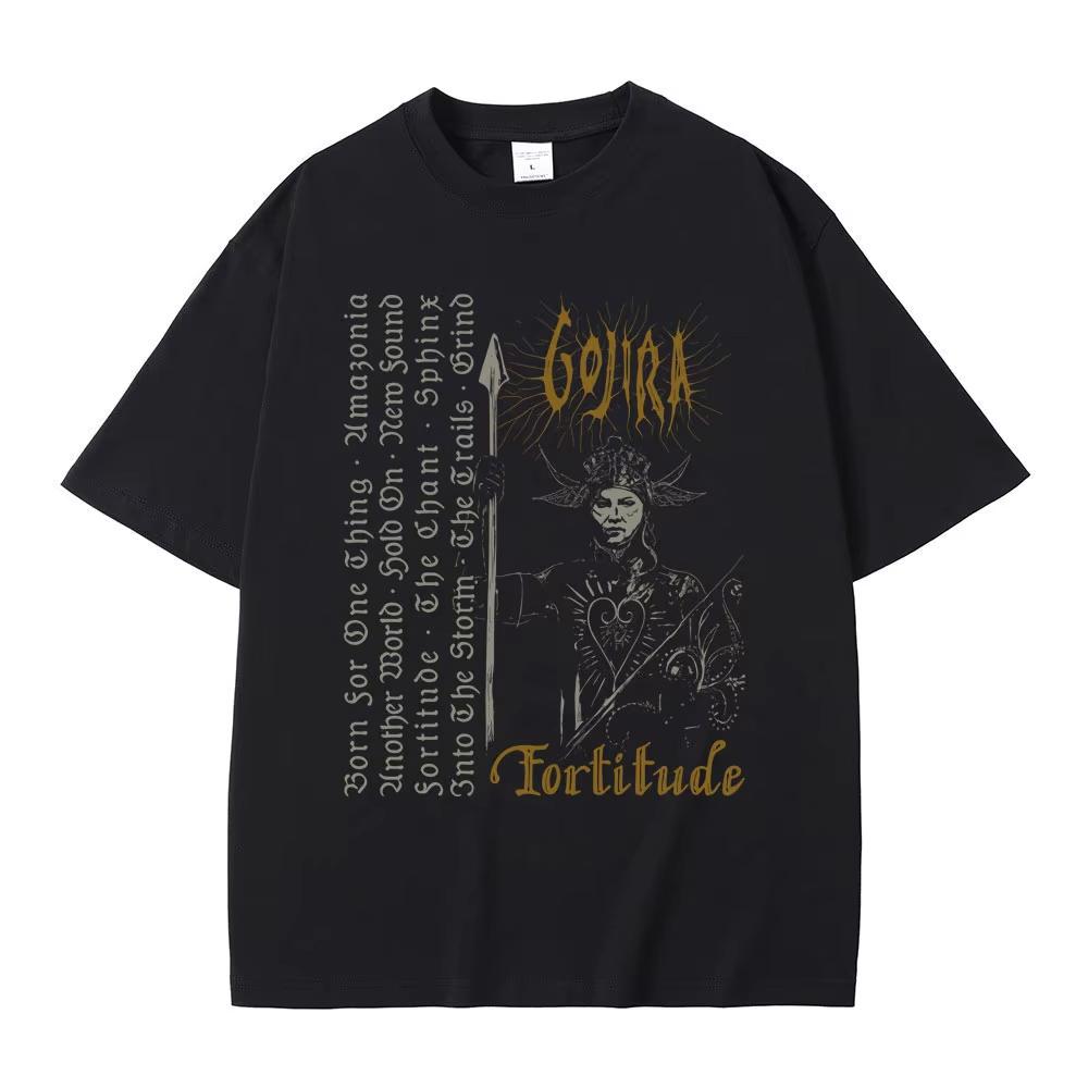 Metal Band Gojira Fortitude Album Grafik T-Shirts Herren Damen Lässig Baumwolle Übergroße T-Shirts Männlich Vintage Rock T-Shirts Tops 2XL gray