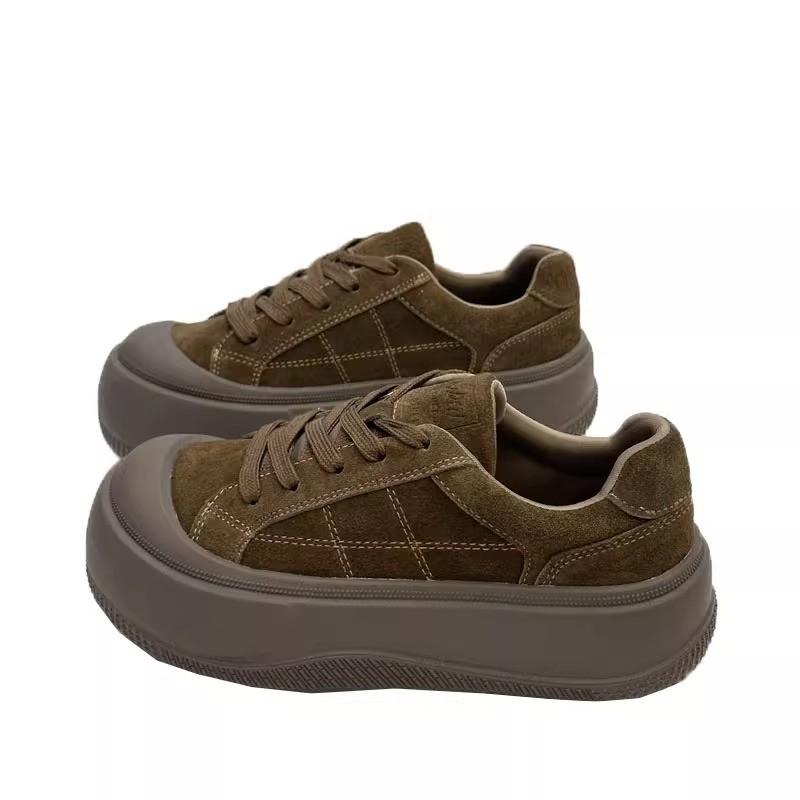 Modeschuhe für Damen 2024 Schnürschuhe Damen Vulkanisierte Schuhe Outdoor Damen Sneaker Runde Zehenpartie Plateau Flach mit Damen Freizeitschuhe 39 braun