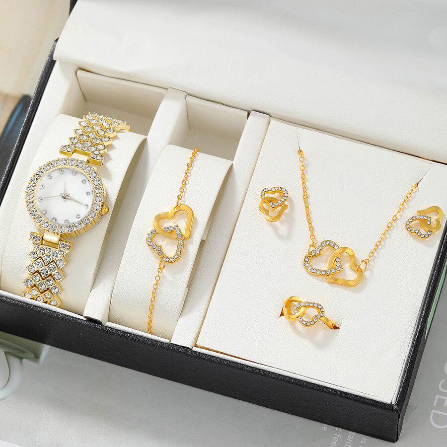 Damen 5-teiliges Mode-Uhren-Set mit Bildbox – Klassischer Heißer Stil