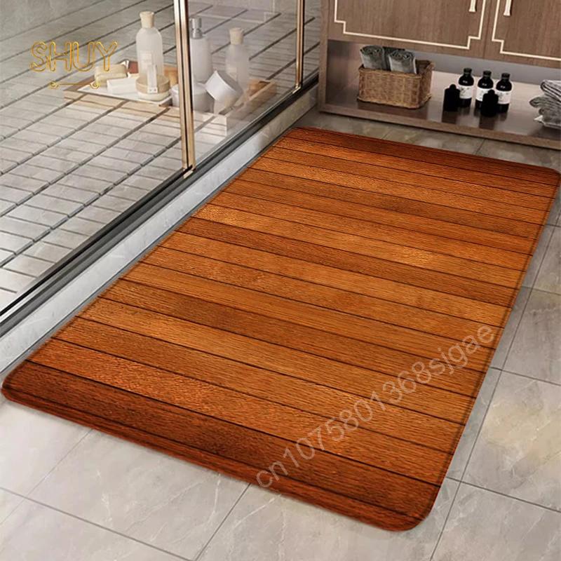 Fußmatte mit Holzmaserung, Badezimmerteppich, Kücheneingang, rutschfest, Wohnzimmersofa, dekorative Fußmatten für Zuhause, Kinderkriechteppich 60x90cm-24X35in
