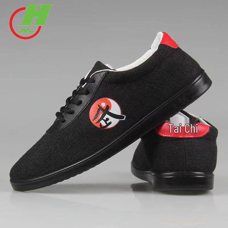 Unisex Rote Baumwolle Weiche Sohle Kung Fu Schuhe - Strapazierfähige Leinen Kampfsport Trainer für Tai Chi, Frühling und Herbst 40 black