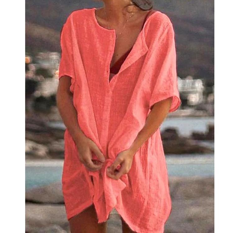 Frühlings- und Sommerkleider in Übergröße, modische Kleidung, lässige Kurzarmkleider für Damen, Strandkleidung, Robe Femme, Bademode, Überzug 8XL rot