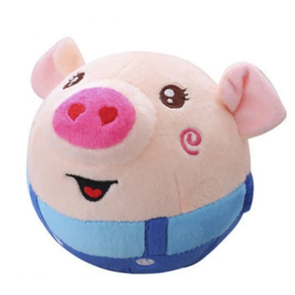 USB-wiederaufladbares elektronisches Haustier-Hundespielzeug Musik Vibration Hundekauen Bewegliches Plüschtier Kinderspielzeug Blue Pig No Remote