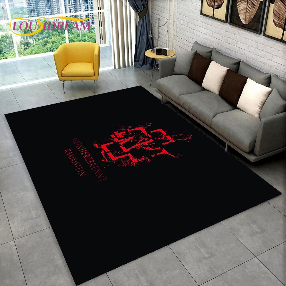 3D-R-Rammstein-Heavy-Metal-Rock-Band-Teppich, Teppich für Wohnzimmer, Schlafzimmer, Sofa, Fußmatte, Dekor, Kinderspiel, rutschfeste Bodenmatte 60cm x 90cm