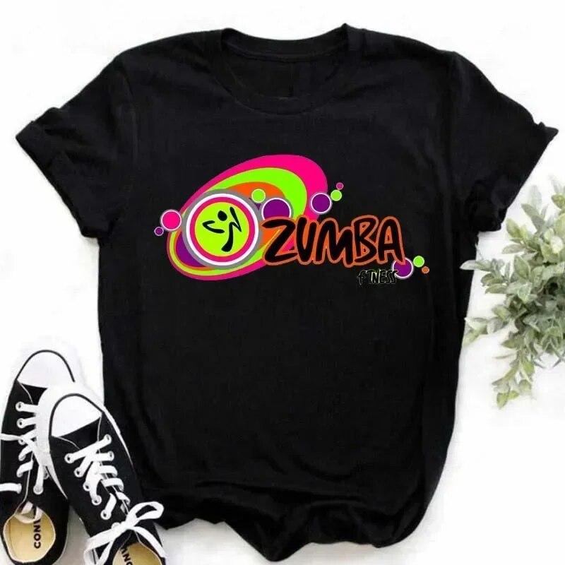 Zumba Grafik T-Shirt Damen Kleidung Fitness Tanz Brief gedruckt T-Shirts Sommer Shirt Sport Gymnastik Femme Mode T-Shirt Tops M