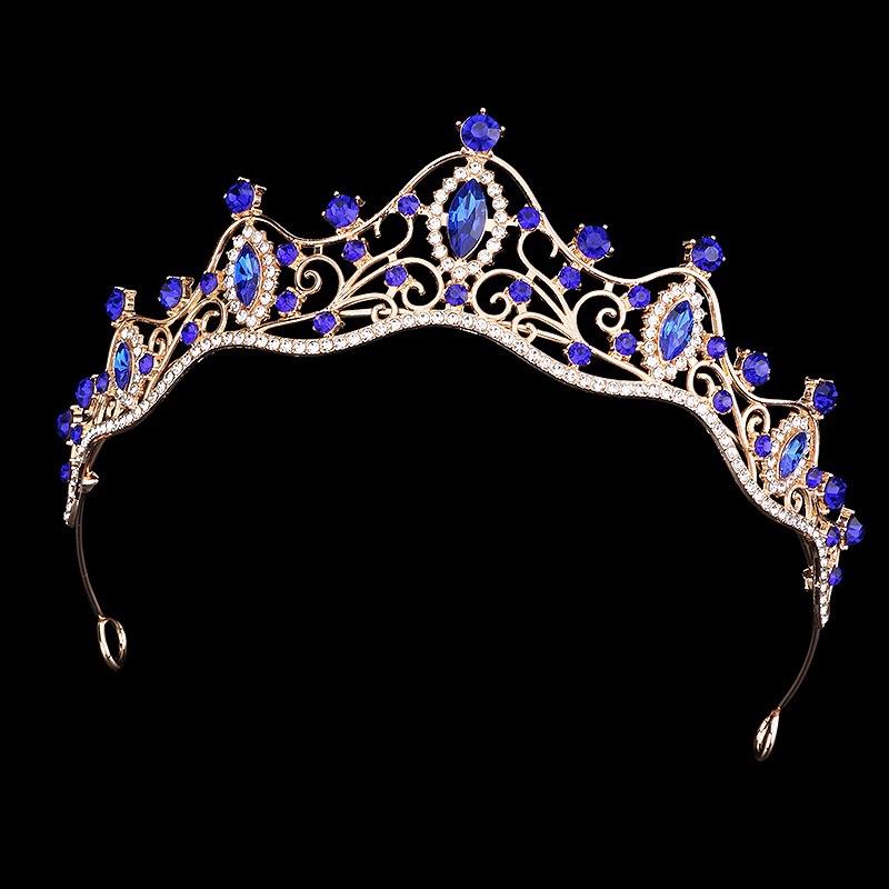 Europäische und Amerikanische Retro Brautkrone Mädchen Prinzessin Geburtstagskrone Legierung Strass Stirnband Hochzeitskleid und Abendkleid Accessoires white