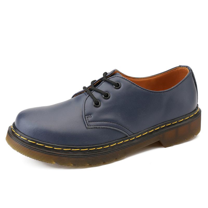 Modische Herrenschuhe aus Leder, Luxus-Outdoor-Marke, dicke Sohle, lässige Oxford-Schuhe für Männer, Schnürhalbschuhe, Rindersehnen-Laufsohle, Arbeitsschuhe 37 blau
