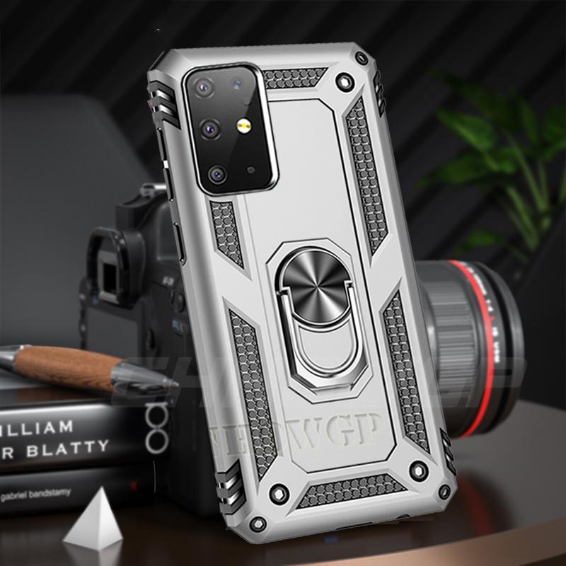 Stoßfeste magnetische Rüstungshülle für Samsung Galaxy A51 A71 A21S A50 A70 A70 A01 A11 A21 A31 A41 A81 A91 A40 A20 A10 S S20 S10 S9 Plus Ringhalterabdeckung Samsung M31 silber