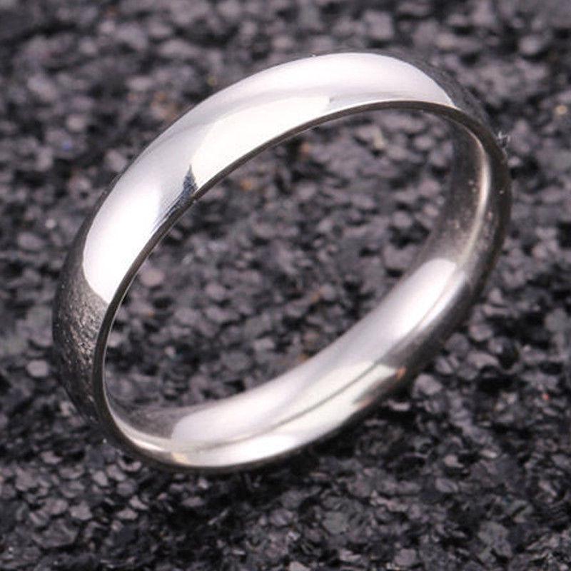 4 mm polierter Edelstahl, Ehering, Verlobungsring, einfaches Paar, wählerische Geschenke 8 silber