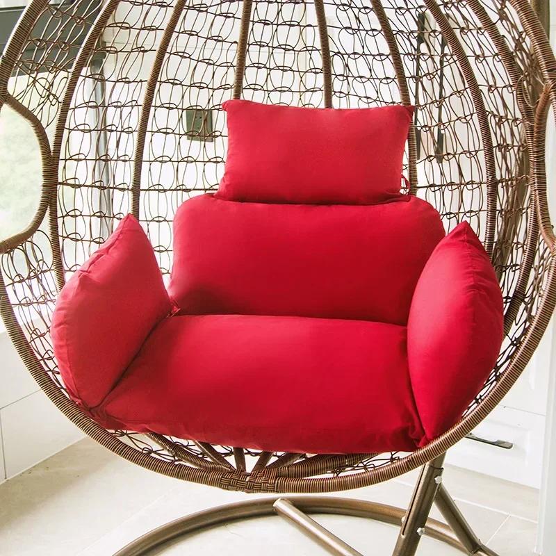 Hängesessel Hohe Qualität Rattan Eiersessel Gartenmöbel Hof Weiden Schaukelstuhl Kissen für Zuhause Terrasse Garten Liegestuhl 54X35cm wein rot