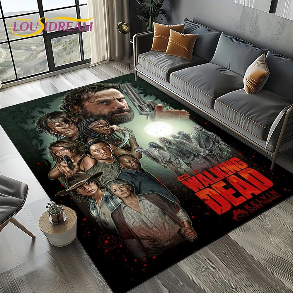TWD Walking Dead Rick Daryl Horror TV Teppich für Wohnzimmer Schlafzimmer Haus Sofa Dekoration, Kinderteppich rutschfeste Bodenmatte 60x90cm( 23x35in )