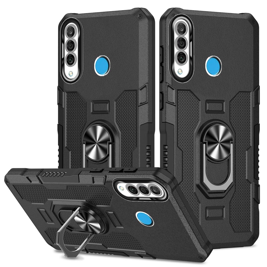 Für Huawei P30 Lite Hülle Stoßfest Panzer Ringständer Bumper Rückseite Für Huawei P30 Lite P30Lite Handyhüllen For P30 Lite schwarz