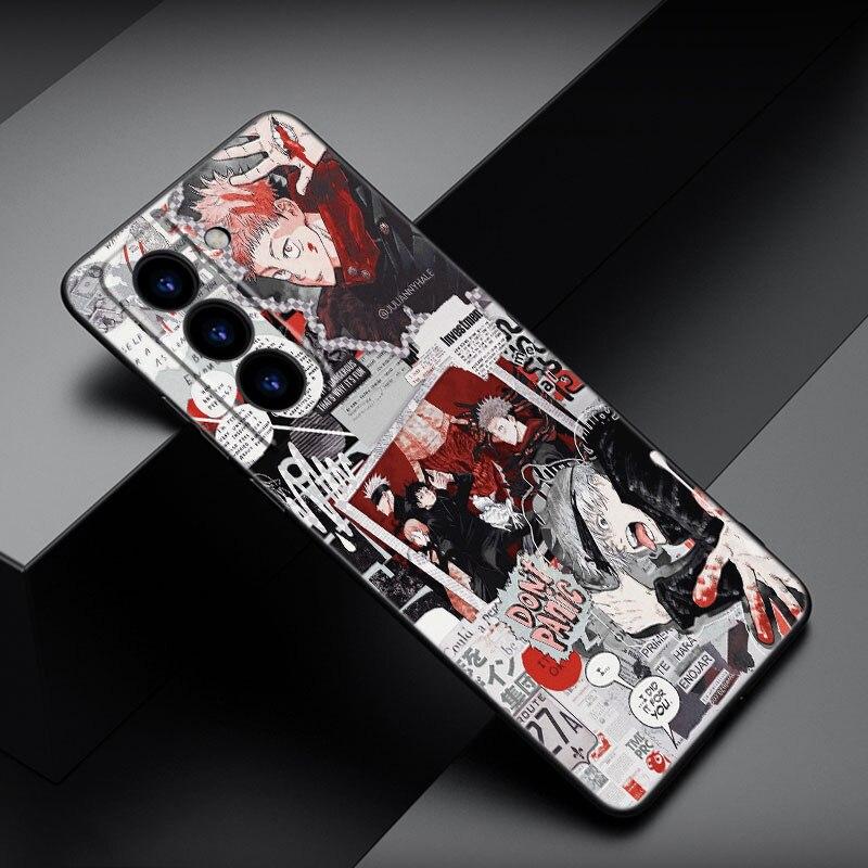 Anime Jujutsu Kaisen Handyhülle für Samsung Galaxy S22 Pro S21 S20 FE Ultra S10 Lite S10 S10E S9 S8 Plus, weiche schwarze TPU-Hülle Samsung S22