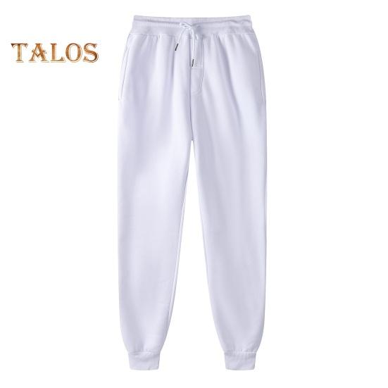 Damen Sporthose mit Kordelzug, elastischer Bund, lockere Jogginghose mit Knöchelband und Taschen, einfarbig, Jogginghose, Laufhose, Freizeithose S weiß