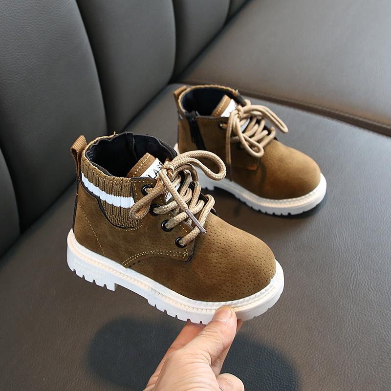Kinder Casual Schuhe Herbst Winter Jungen/mädchen Schnee Stiefel Mode Weiche Sohlen Antislip Baby Stiefel Kinder Flache Sport Lauf Sneaker 23 khaki
