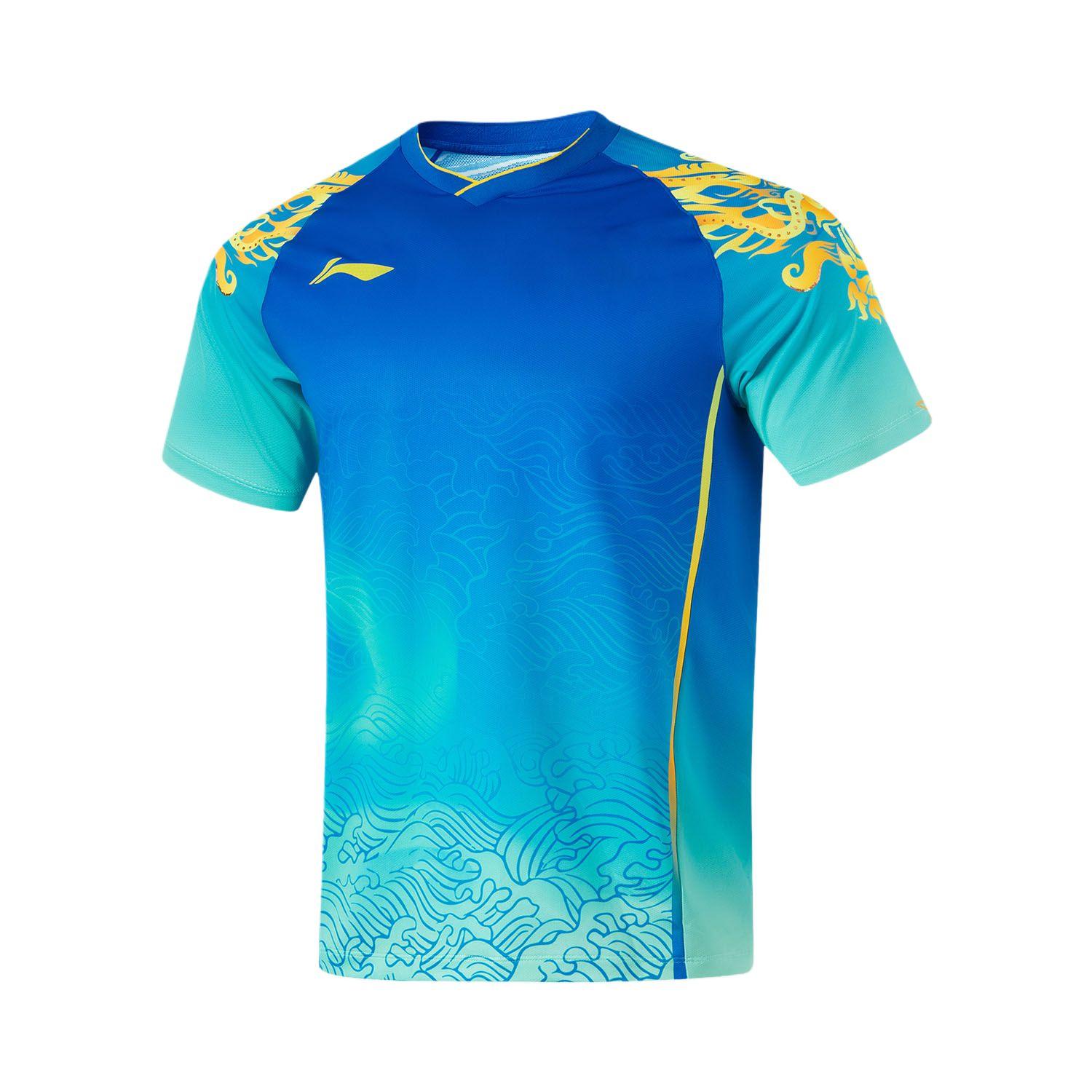Li Ning Tischtennis-Serie Wettkampf Schnelltrocknend Antibakteriell Sport-T-Shirt Unisex Oberteile AAYU199-3 M