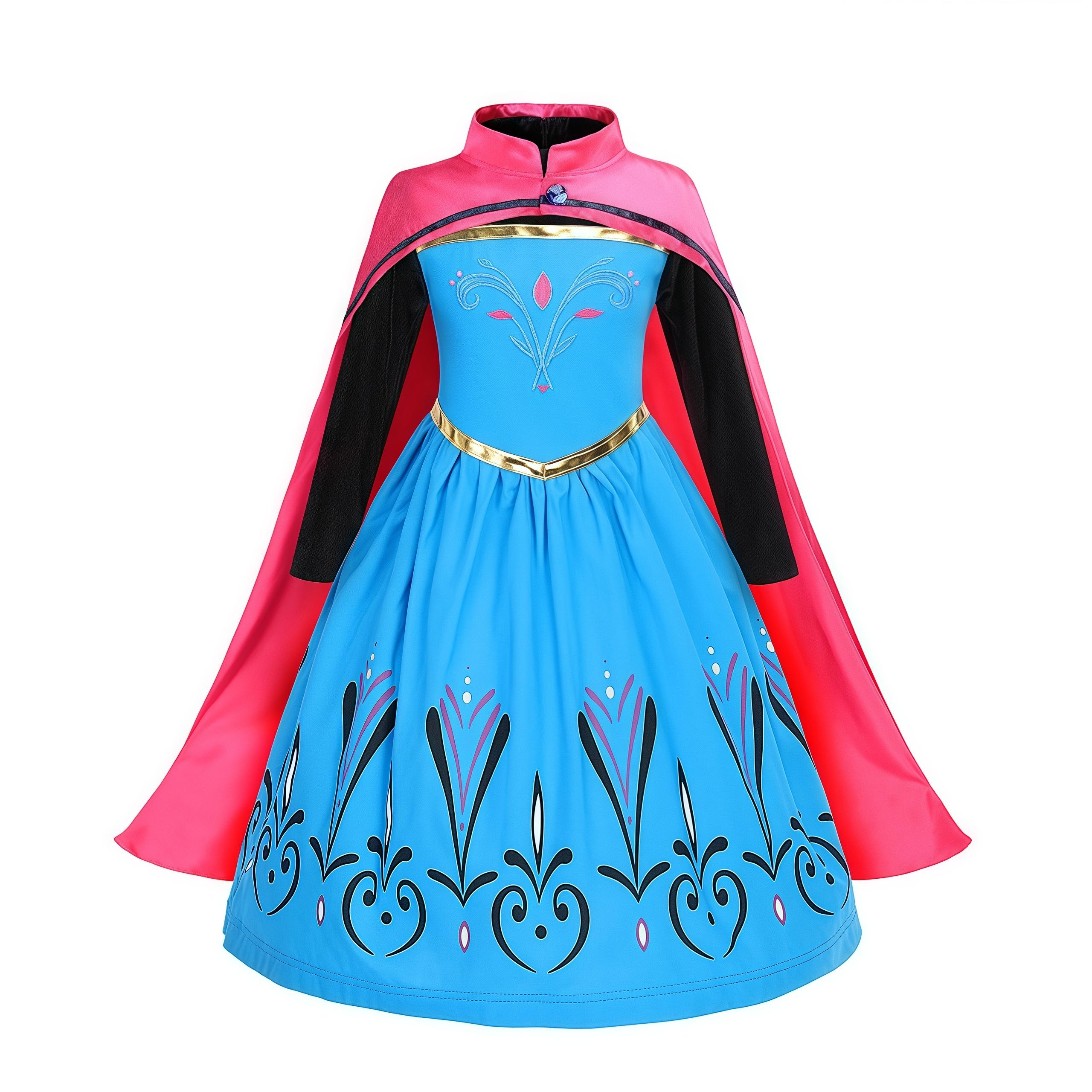 Kinder Prinzessin Cosplay Kostüm Mädchen Schneekönigin Kleid Halloween Karneval Kleidung Niedliches Cosplay Abendparty Kleidung für 2-10 Jahre 9-10T(150) blue