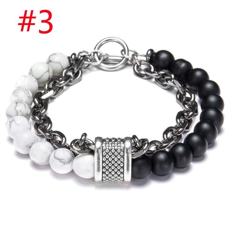 Natürliches Kartenstein-Herren-Perlenarmband für Damen, Edelstahl-Armbänder, Herrenschmuck