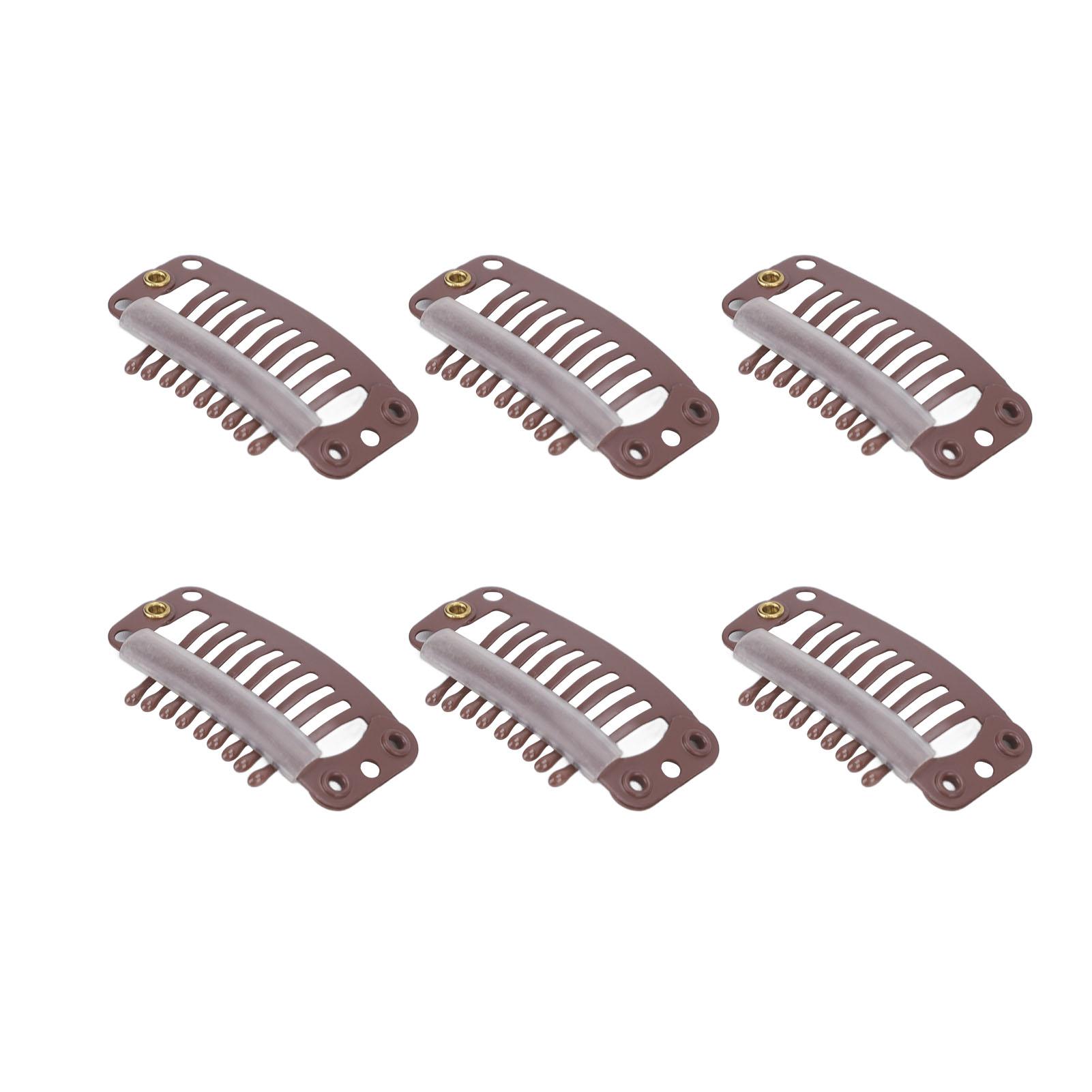 40 Stück Haarperücken-Clips Edelstahl 9 Zähne Fest Halt Haarverlängerung Haarteil Clip 32mm Braun mittlerer braune