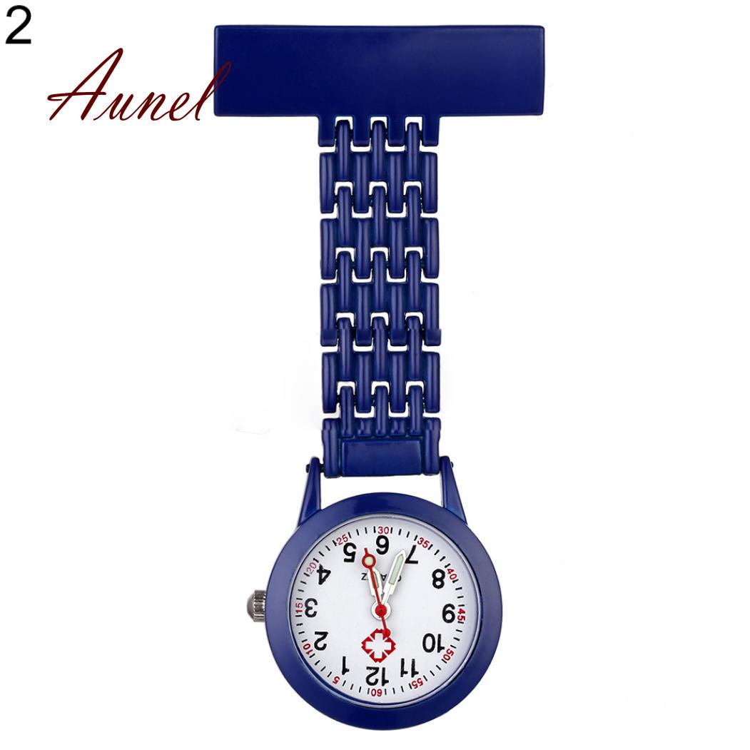 Taschenuhr mit Quarz-Analog-Brosche aus Metall zum Aufstecken, medizinische Krankenschwester-Taschenuhr dunkelblaue