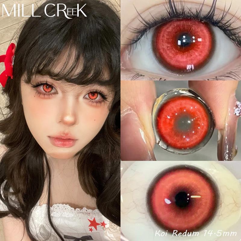 Mill Creek Cosplay-Kontaktlinsen mit Anime-Augen in Premiumqualität, halbdeckende Kontaktlinsen, 14,5 mm, sechsmonatige Verwendung 0 rot