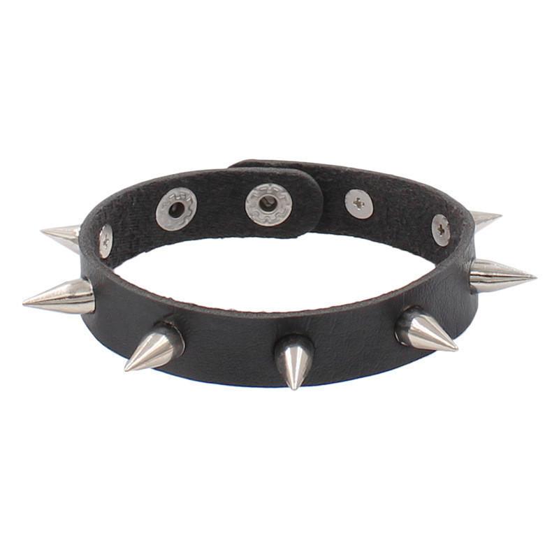Hot Heart Gothic Spike Armband Verstellbares Punk Rock Armband Schwarzes Nieten Kunstleder Armband für Männer Frauen Geschenk black